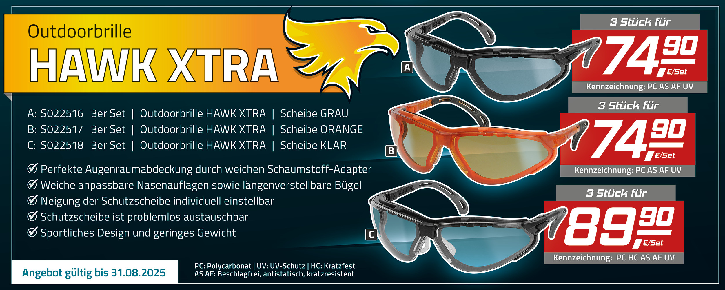 PGCAKTION1_S022517_3er-Set_Outdoorbrille_Hawk_XTRA_(M)