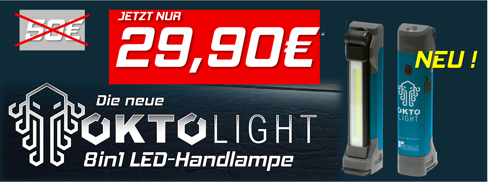 OKTOLIGHT 8in1 LED-Handlampe – jetzt nur 29,90 €